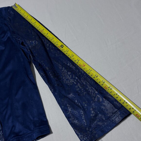 Chico's Navy Shiny Snakeskin Soft Suede Open Front L/S Jacket Size 1- Medium M - Picture 8 of 13